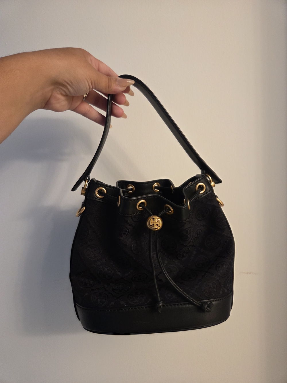 Tory Burch Black Drawstring Bucket Bag